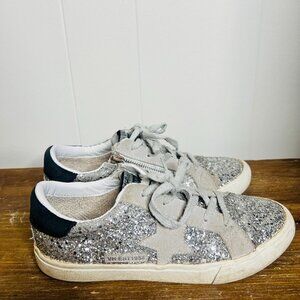 Vintage Havana Blair Silver Glitter Grey Suede Black Leather Star Sneakers 5